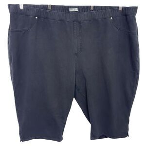 Catherines Plus Size 5XWP Capris 34W 36W Black Elastic Waist Pockets Pull On 656